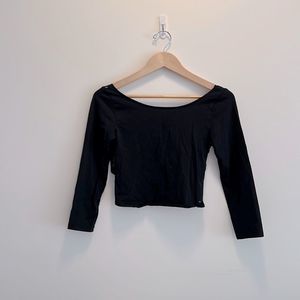 American Eagle Black Crop Top with Lace Detail